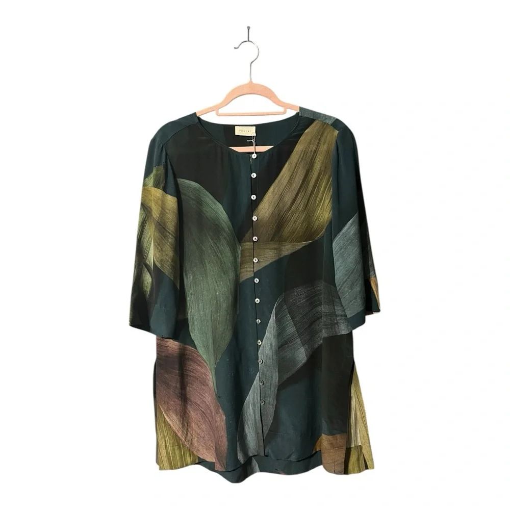Poetry Silk Leaf Print Tunic Top - Picture 2 of 7